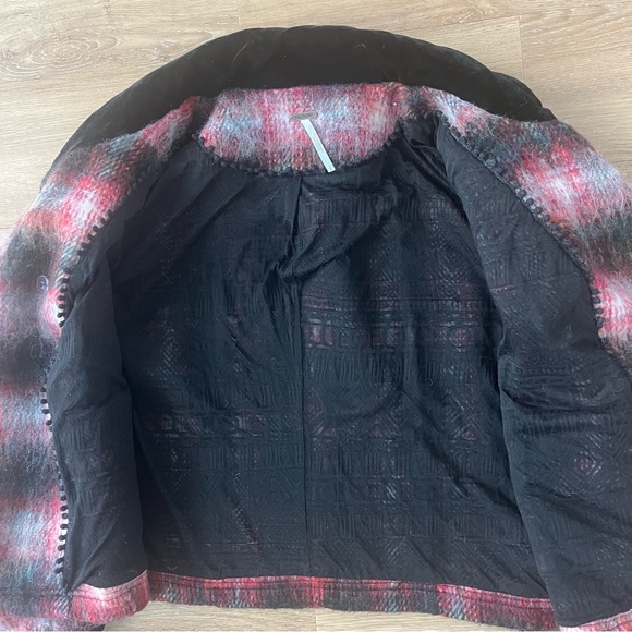Free People Plaid Military Jacket Cropped Wool Blend Double Breasted, S - Picture 5 of 7